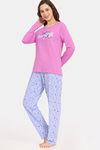 Rosaline Bloom Fest Knit Cotton Pyjama Set - Chambray Blue — thumbnail 2